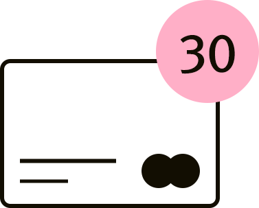card icon with 30 dot indicator